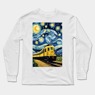 Vincent van Gogh starry night style train Long Sleeve T-Shirt